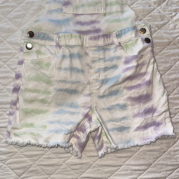 nwot 365 KIDS Tie Die Frayed Shortall Girls Size 8 - Picture 4 of 6